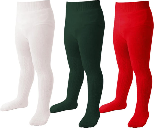 Marchare Baby Girls Tights Thick Solid Cable Knit Leggings Winter Warm Stockings For Toddler Girls