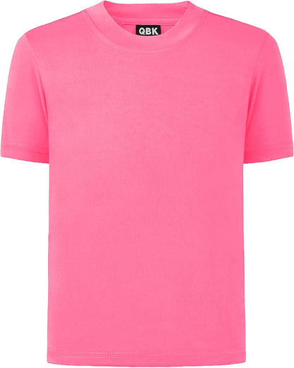 QBK 2T to Youth Neon Shirt Kids UPF 50+ Dry Fit Athletic Short Sleeve Rash Guard T Shirts for Boys Girls Sports Undershirt