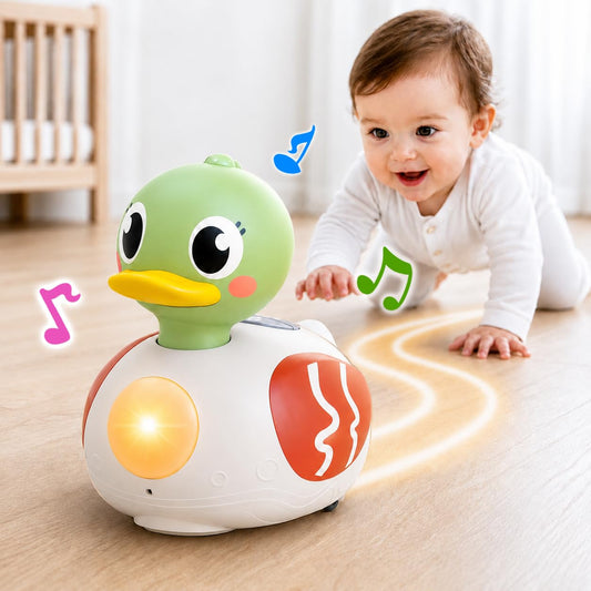 iPlay, iLearn Baby Musical Duck Toy, Tummy Time Crawling Toy for 6-12 Month