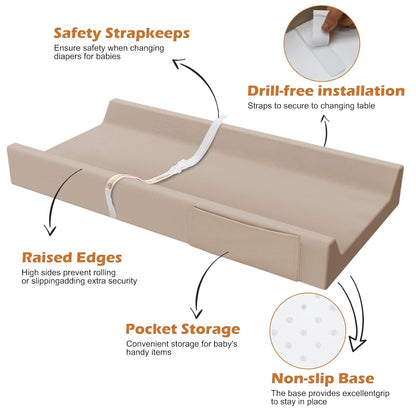 Vegan Leather Baby Changing Pad, Waterproof & Wipeable Soft Diaper Changing Mat 32“ x 16.6" Comfortable Infant Changing Station for Dresser & Table