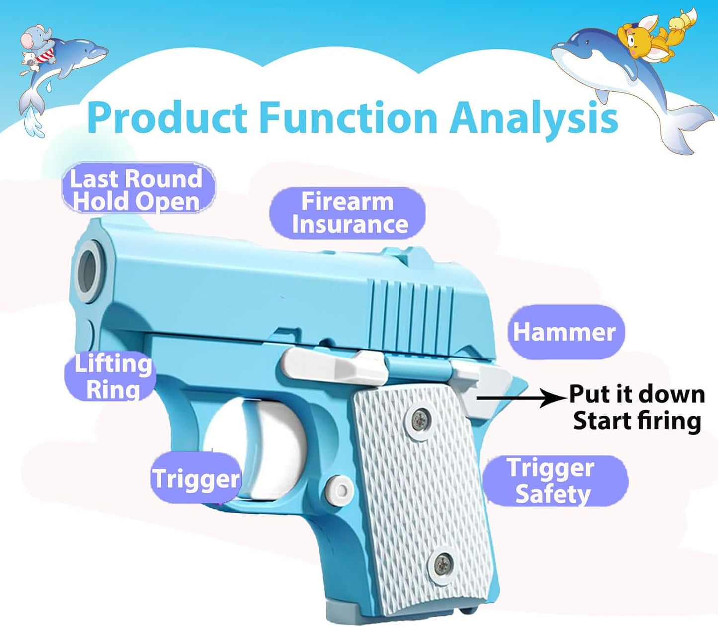 Fidget Toys Pistol, 3D Gravity Mini 1911 Fidget Pistol Toys,Fidget Sensory Toys,Stress Relief for