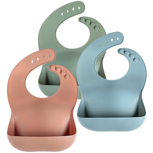 Eascrozn Silicone Baby Bibs for Babies Toddlers Set of 3, BPA Free