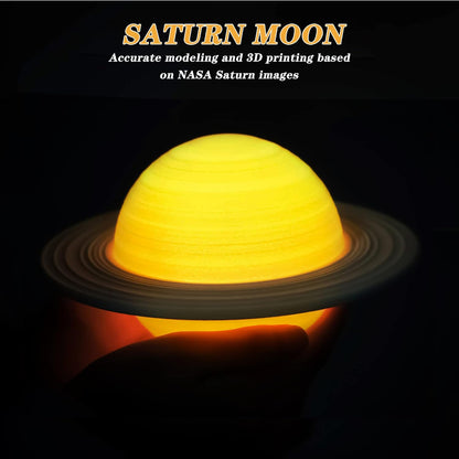 YDSIII Saturn Lamp 5.12 inch Moon Lamp Galaxy Lamp 16 Colors LED 3D Moon Light USB Rechargeable Remote&Touch Control Nursery Room Decor Birthday Gift for Girls&Boys&Women