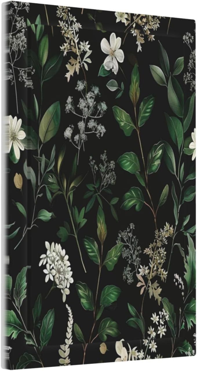 Decorative Switch Covers Plate Rustic Green Leaves White Flower 1 Gang No Device Single Blank Outlet Covers Wall Plate Cover Light Switch Plate Electrical Faceplate for Country Home Decor