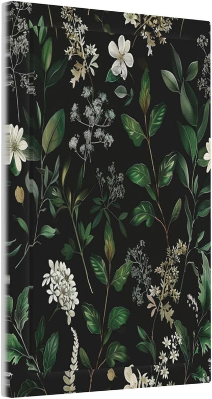 Decorative Switch Covers Plate Rustic Green Leaves White Flower 1 Gang No Device Single Blank Outlet Covers Wall Plate Cover Light Switch Plate Electrical Faceplate for Country Home Decor