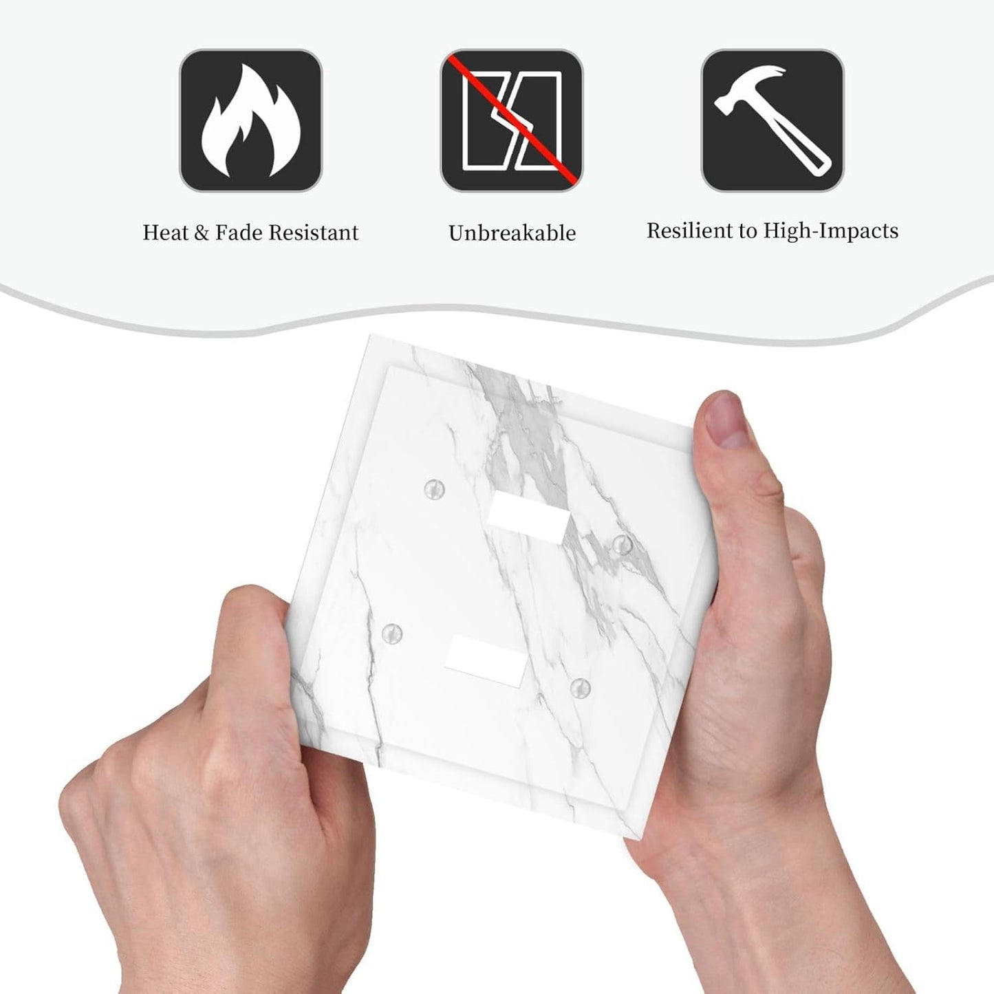 Decorative Switch Plates Modern White Gray Marble 2 Gang Double Toggle Outlet Light Switch Cover Wall Plate Electrical Faceplate for living Room Bathroom Decor