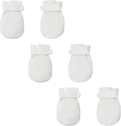 Newborn Baby No Scratch Mittens Stay On, 100% Cotton Breathable, Adjustable Infant Gloves for Baby Boys Girls Mittens