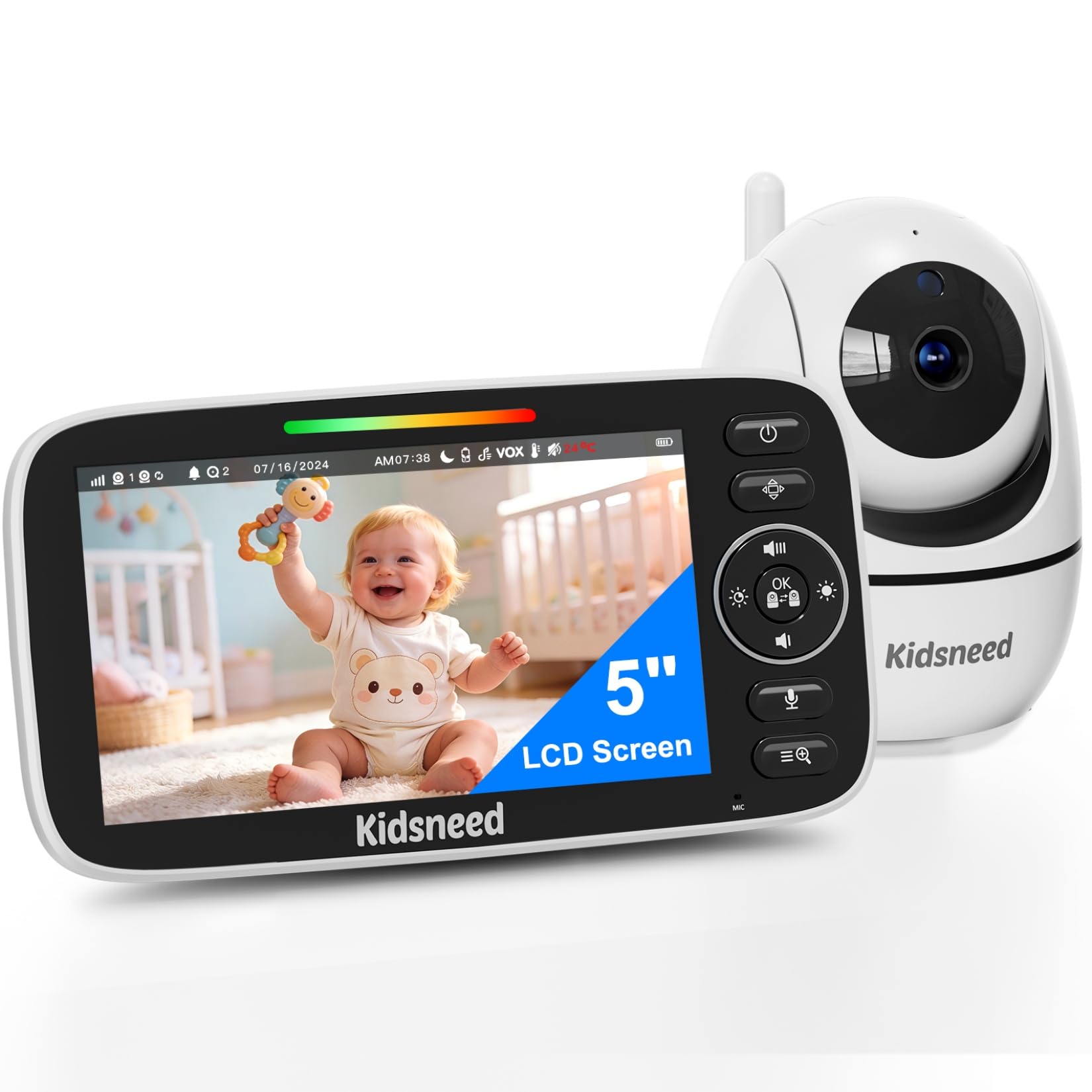 Kidsneed 5” Baby Monitor with Camera and Audio No WiFi