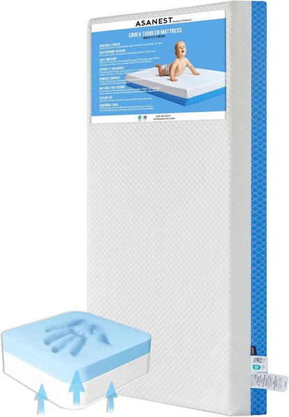 Dual Sided Comfort Gel Memory Foam,Breathable Baby Bed Mattress for Crib,Memory Foam Crib