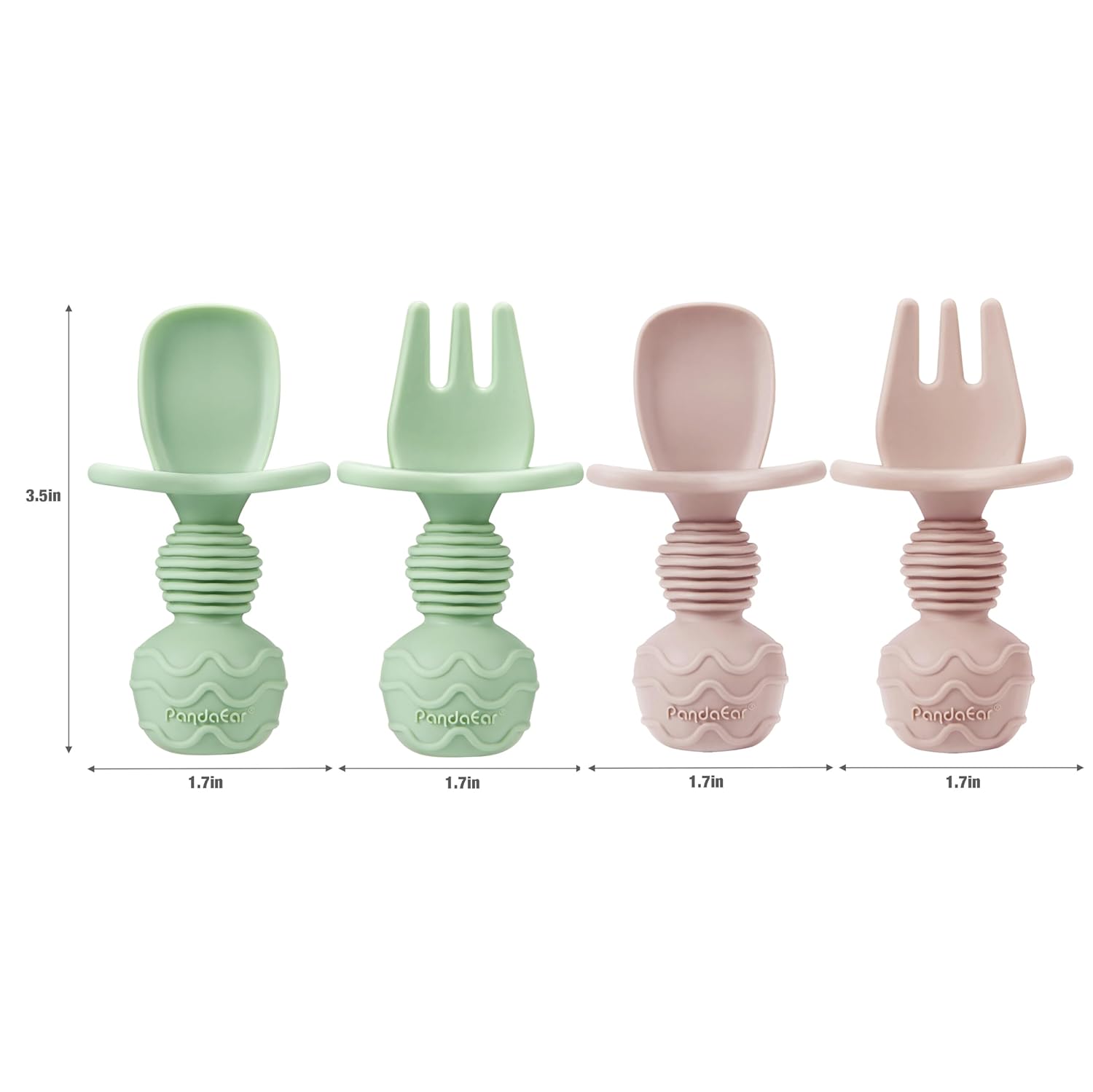 PandaEar 2 Pack Silicone Baby Straw & Snack Cup with 2 Spoons 2 Forks, Dual-Purpose Toddler