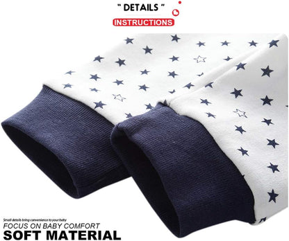 Unisex Newborn Baby Cotton 4-Pack Pants Embroidery Pringting Casual Leggings 0-24 Months for Boys and Girls