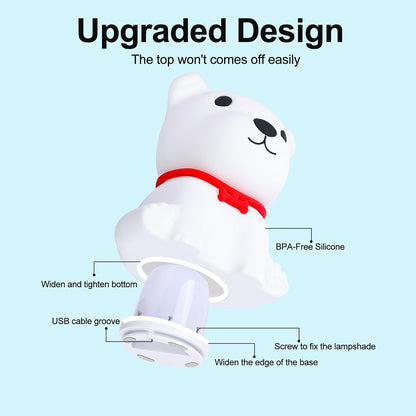Tremdwoto Dog Night Light for Kids,Cute Colorful Night Light with Remote Baby Girl Squishy Night Light Lamp Puppy Light Dimmable Nursery Lamp Nightlight Gift for Boys and Girls Kawaii Bedroom Decor