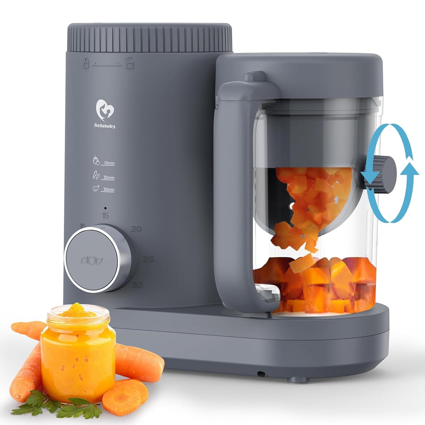 Baby Food Maker Bellababy Baby Food Processor, Puree Blender Steamer with Reversible Steam Basket