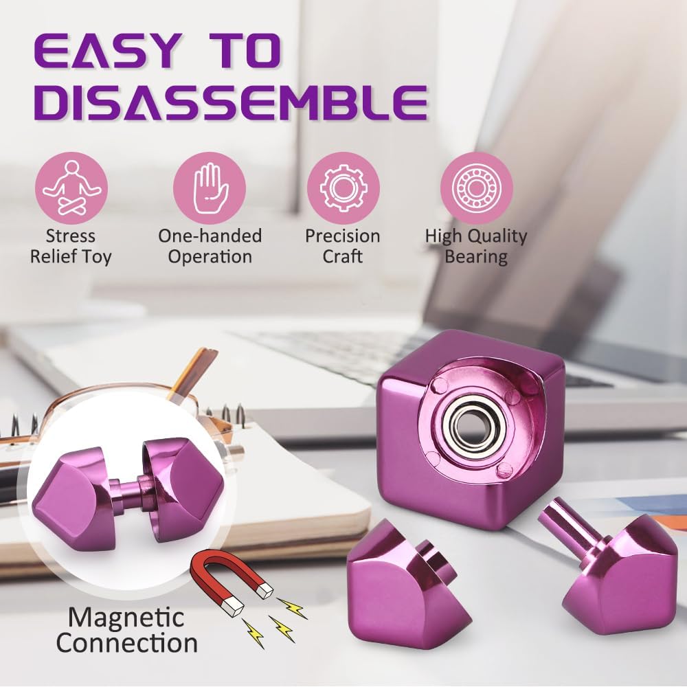 Fidget Spinner Cube Toys for Kids Adults, Metal EDC Sensory Focus 2 in 1 Toy, Mini Gadget Fingears