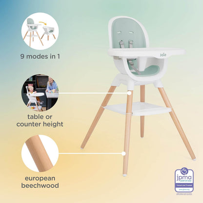 Joie Chai Multi-Mode Highchair - European Beech Wood, Convertible, 9+ Modes, Birth up to 60 lb.