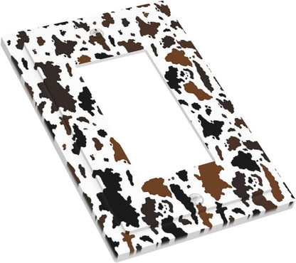 Decorative Outlet Covers Rustic Cowhide Highland Cow Milk Cow 1 Gang Single Rocker Light Switch Cover Plate Wall Plates Gfci Faceplate For Farmhouse Home Decor