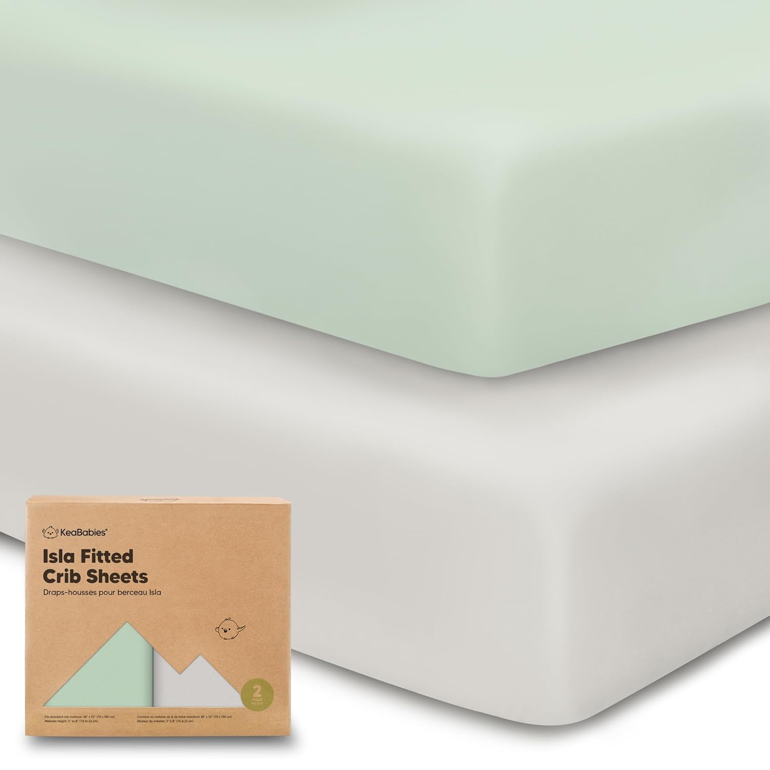 KeaBabies 2-Pack Baby Crib Sheets for Boys, Girls - 52x28 Viscose Derived from Bamboo Toddler Bed