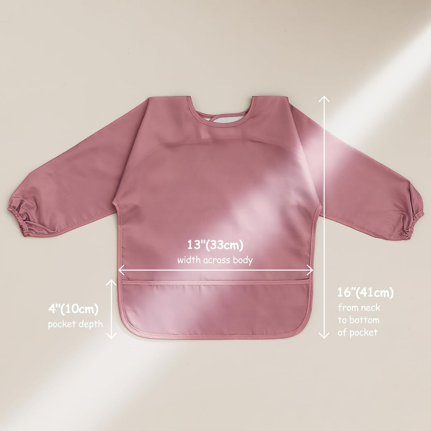 4 Pack Long Sleeve Bib, Waterproof Sleeved Smock for Baby Boy or Girl, Reusable Bib with Pocket, Ages 6-24 Months