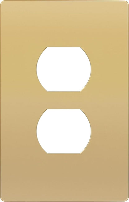 TG Mid-Size Screwless Duplex Wall Plate, Child Safe Receptacle Outlet Cover, Medium Size 1-Gang 4.88" H x 3.11" L, Polycarbonate Thermoplastic, UL Listed, SP-MS1-GD, Gold (1 Pack)