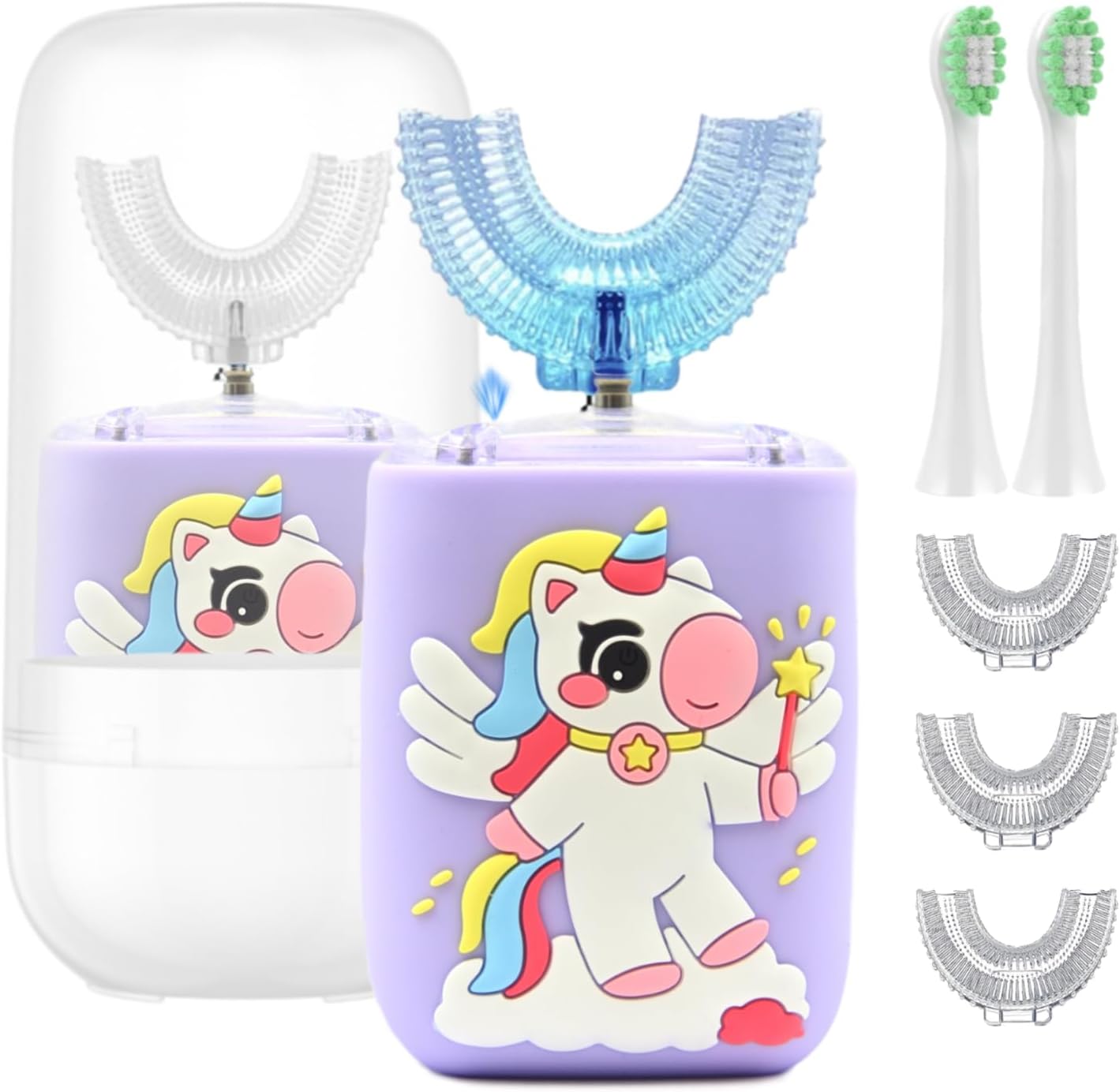 Kids Electric Toothbrush, U Shaped Toothbrush Kids Sonic Automatic Brush with Cup 5 Brush Head 6