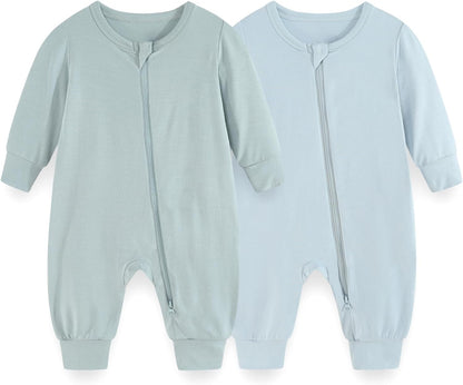 Unisex Rayon Made from Bamboo Zipper Baby Boy Girl Rompers 2 Pcak Long Sleeve Infants Jumpsuits New Born Clothes