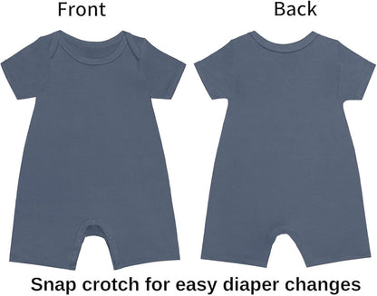 GUISBY Rayon Baby Pajamas, Short Sleeve Footless Rompers, Snap Closure Sleeper for Boy Girls
