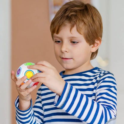 D-FantiX 4Pcs Rainbow Puzzle Ball, Brain Teasers Fidget Toys for Kids Ages 3+, Stress Reliever Magic Travel Toy for Boys & Girls