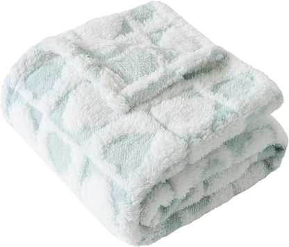 Fleece Baby Blanket for Boys 3D Checker Design, Warm Cozy and Fluffy Infant Newborn Toddler Small Receiving Blankets for Crib Stroller, 30x40 Inches, Blue