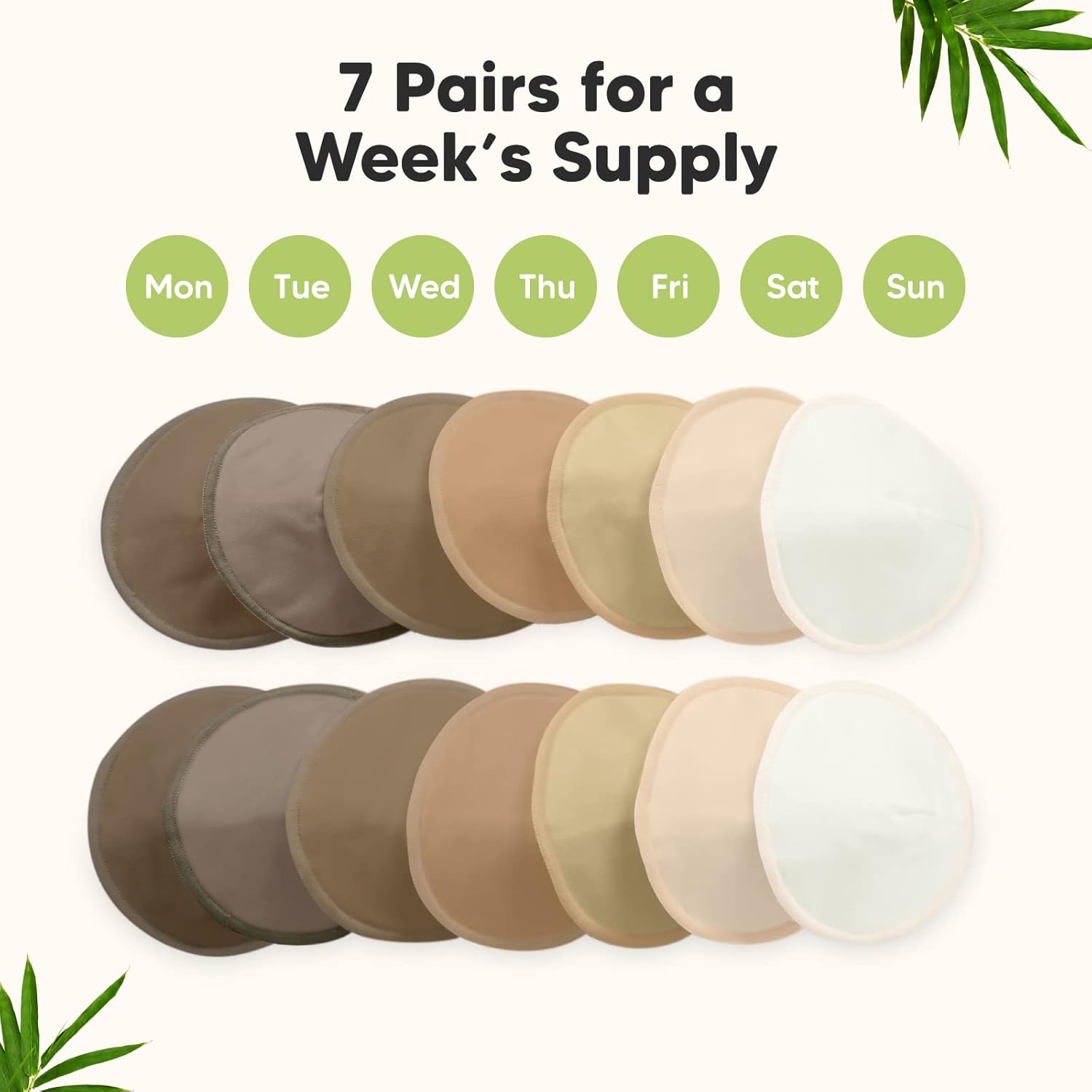 Organic Nursing Pads - 14 Washable Viscose Derived from Bamboo Breastfeeding Pads, Wash Bag
