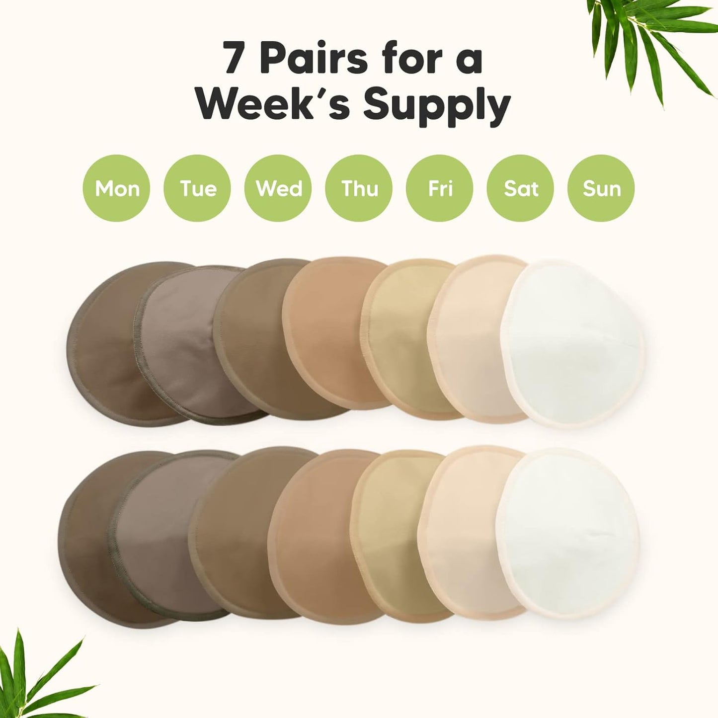 Organic Nursing Pads - 14 Washable Viscose Derived from Bamboo Breastfeeding Pads, Wash Bag