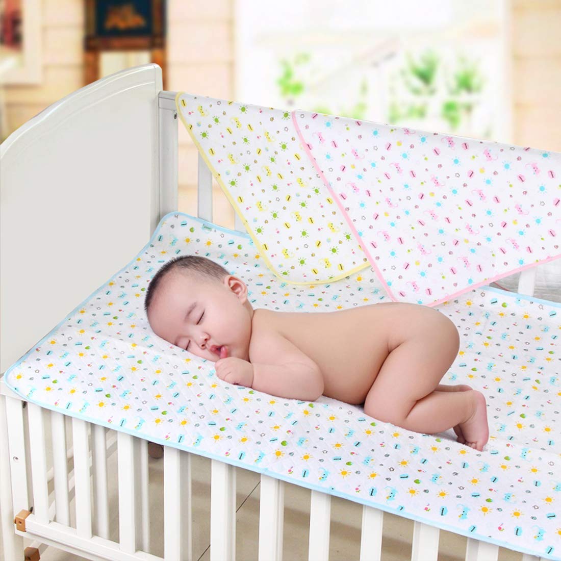 MBJERRY Waterproof Changing Pads Portable - Breathable Leak Proof Mattress Pad Protector Baby Changing Mat for Toddler, Kids Pack of 3 (XL (27.5 x 41.3 Inch))