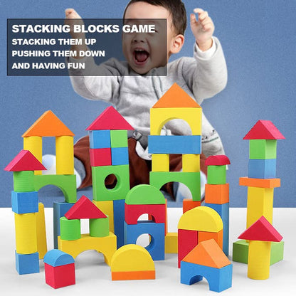 Pairez Toys Foam Building Blocks for Toddlers 2-4, 41 Pieces EVA Soft Stacking Blocks, Baby Bath