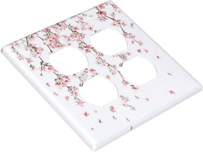 Outlet Covers Sakura Plant Floral Pink Flowers 2 Gang Double Duplex Decorative Light Switch Covers Electrical Wallplates Socket Faceplate For Bed Room Living Room Decor