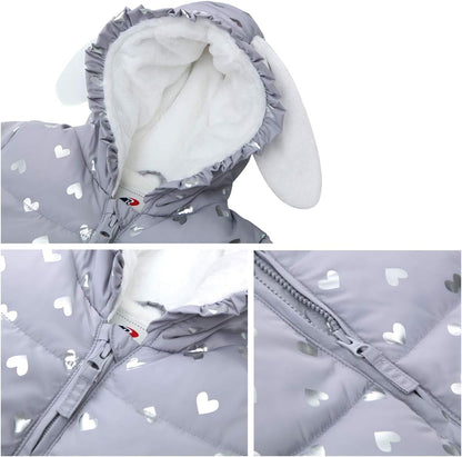Rokka&Rolla Baby Girls' Water-Resistant Soft Mini Fur Lined Puffer Jacket Winter Coat for Newborn Infant Toddler