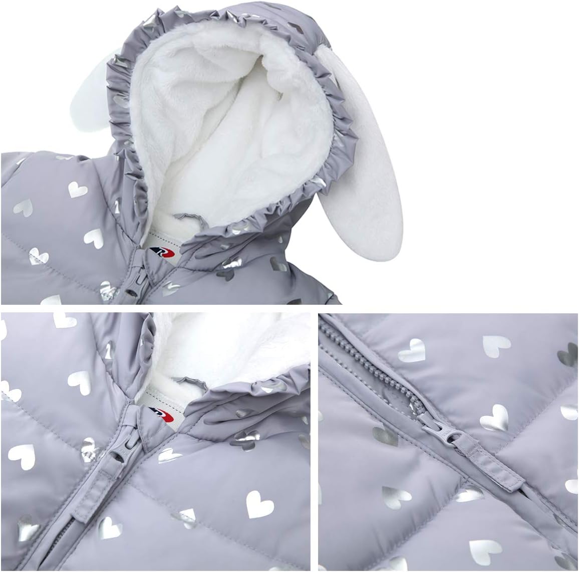 Rokka&Rolla Baby Girls' Water-Resistant Soft Mini Fur Lined Puffer Jacket Winter Coat for Newborn Infant Toddler