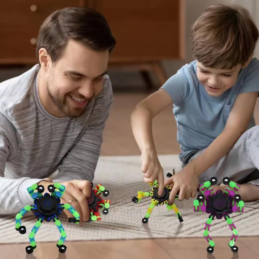 Fidget Spinners, DIY Transformable Chain Robot Finger Spinner, Glow in The Dark Deformable Creative Mechanical Gyro Toy Stress Relief Toy Fidget Fingertip Toy for Kids and Adults (8 Pack)