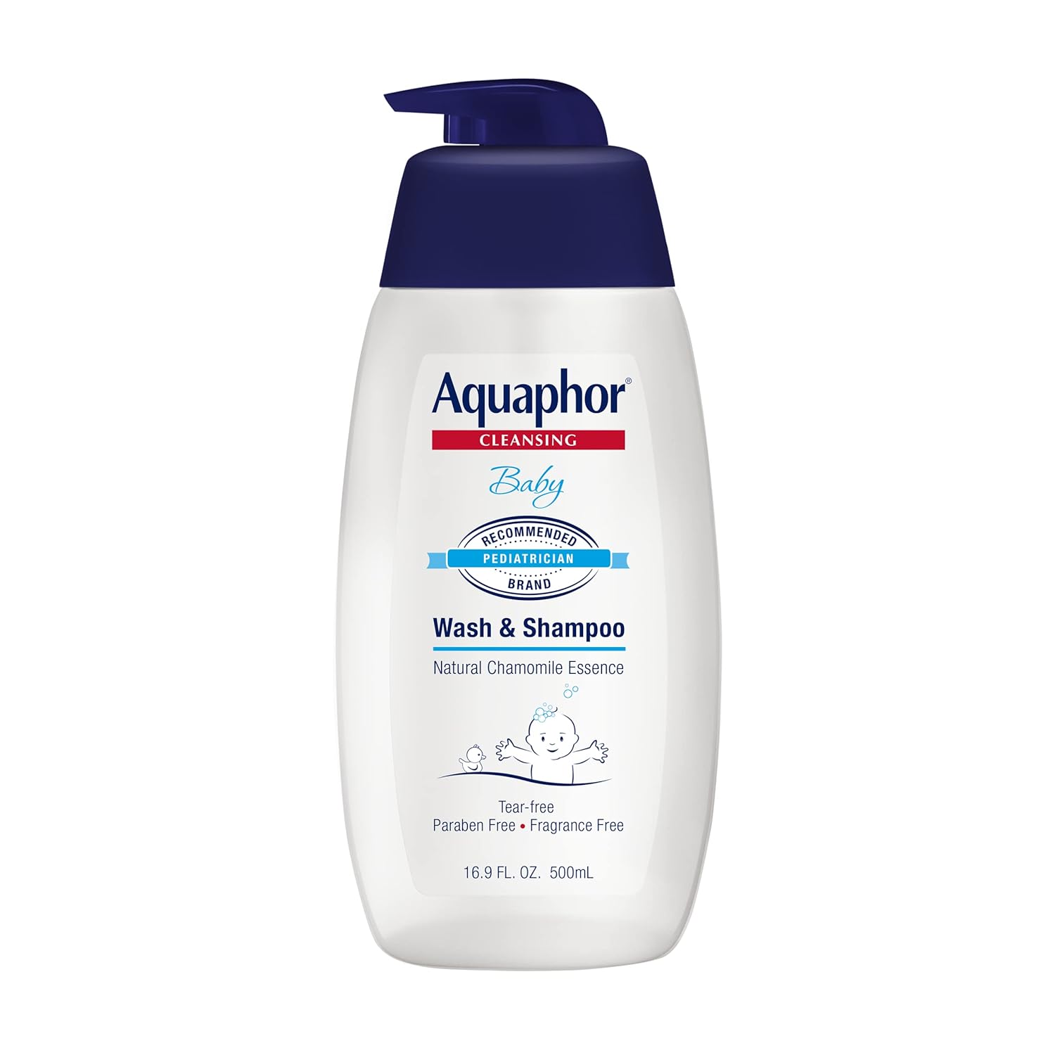 Aquaphor Baby Wash and Shampoo - Mild, Tear-free 2-in-1 Solution for Baby’s Sensitive Skin - 16.9