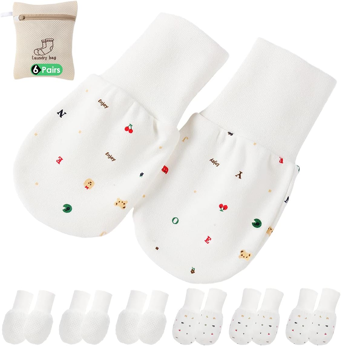 Newborn Baby Mittens Anti Scratch Baby Mittens No Scratch Mittens Baby Gloves for 0-6 Months Boys Girls (6 Pairs-S)