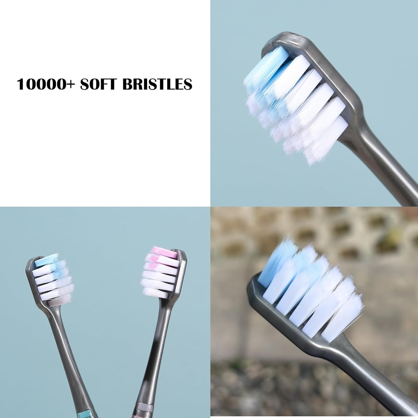 EasyHonor Soft Toothbrushes, Adult Medium Bristle Toothbrushes with Fashion Color Crystal &