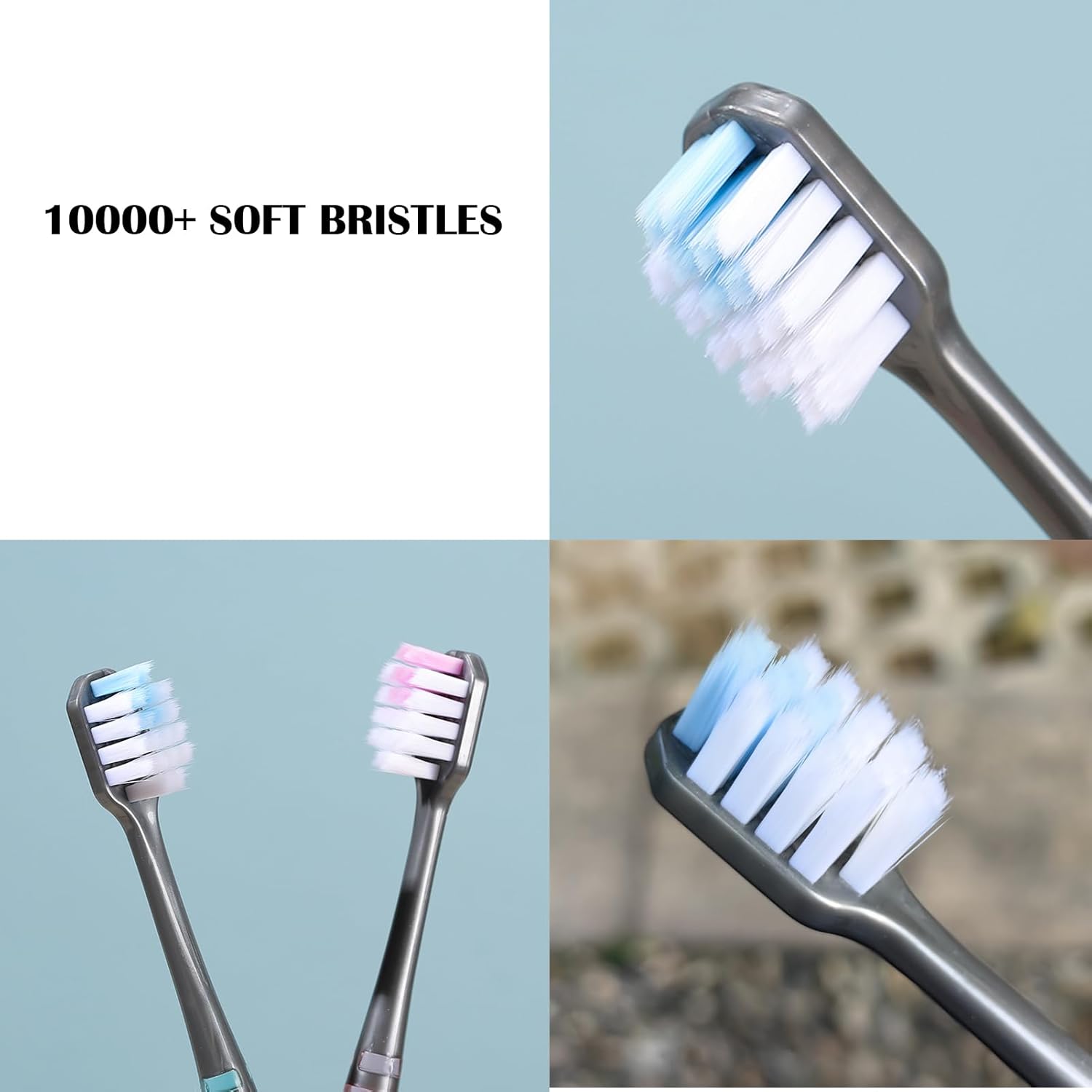 EasyHonor Soft Toothbrushes, Adult Medium Bristle Toothbrushes with Fashion Color Crystal &