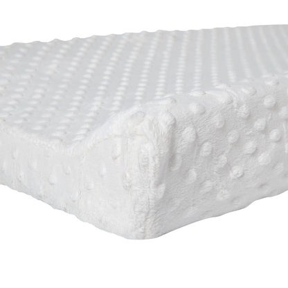 Baby Changing Pad Cover, Super Soft Plush Dot Diaper Changing Table Covers for Baby Girls and Boys, Ultra Comfortable, Diaper Changing Cloths for Babies, Fit 32"/34'' x 16" Pad (White)