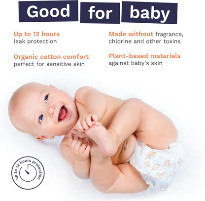 Size 3 Eco-Friendly Diapers (9-20 lbs) Totally Chlorine Free (TCF),Hypoallergenic, Soft Organic Cotton, Sustainable, up to 12 Hours Leak Protection, Allergy UK,26 Count (Pack of 3) (78 Baby Diapers)