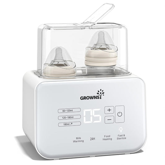 Baby Bottle Warmer, Grownsy 8-in-1 Fast Milk Warmer with Timer Breastmilk or Formula, Fits 2