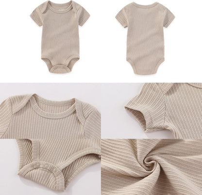 Four Seasons Baby Boy Girl Bodysuits 5-Pack Cotton Comfort Short Sleeve Baby Clothes Soft Infant Outfits
