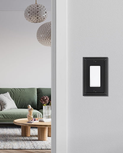 6-Pack Decorator Outlet Cover Plate, Pearls Decorative Switch Plates and Outlet Covers, Black Metal Wall Plates for Electrical Outlets, Receptacle, GFCI Outlet, Dimmer Switch