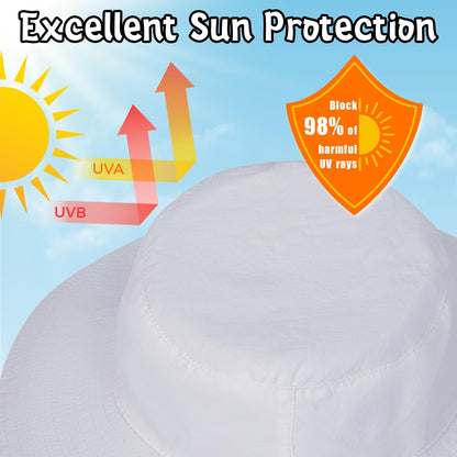 Baby Sun Hat Kids Summer UPF 50+ Toddler Bucket Hat Wide Brim Adjustable Beach Hats for Boys Girls Age 0-6 Years