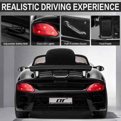 Licensed RUF CTR3 12V Kids Electric Car with Parent Remote Control, 2 Motors, 3 Speeds, LED Lights, MP3 Player | Battery Powered Ride-On Toy for Kids to Drive - Black