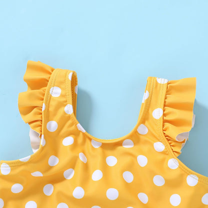 Tiny Cutey Toddler Girl Swimsuit Ruffled Stripe Sleeveless Swimwear One-Piece Baby Girl Bathing Suits