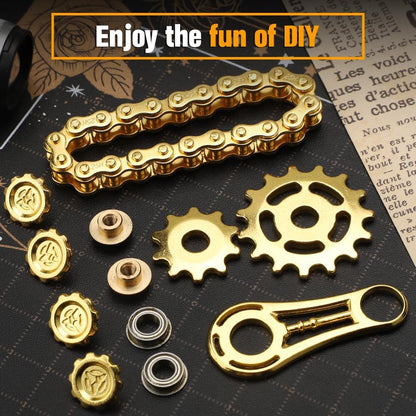 Fidget Chain Gear Toy, Metal Hand Roller Fidget Spinner for Kids Adults, Metal Assemble Sprockets