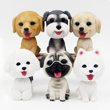 Resin Bobbing Head Dog Figurines Mini Bobblehead Puppy for Home Office Desk Car Dashboards Decor Ornaments (Labrador)